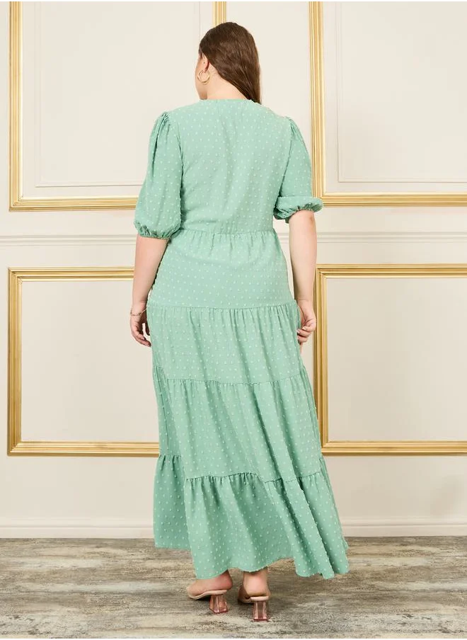 ستايلي Plus Button Detail Tiered Maxi Dress