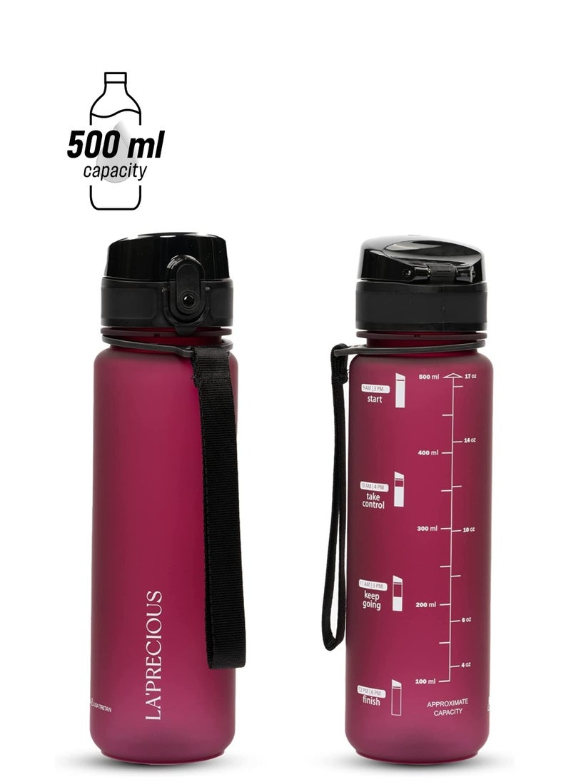 LA' PRECIOUS 500ml Water Bottle for Adults and Kids - USA Tritan Material Non-Toxic BPA Free - Fast Flow - Flip Top Leak Proof Lid and One Click Open  - Image 1