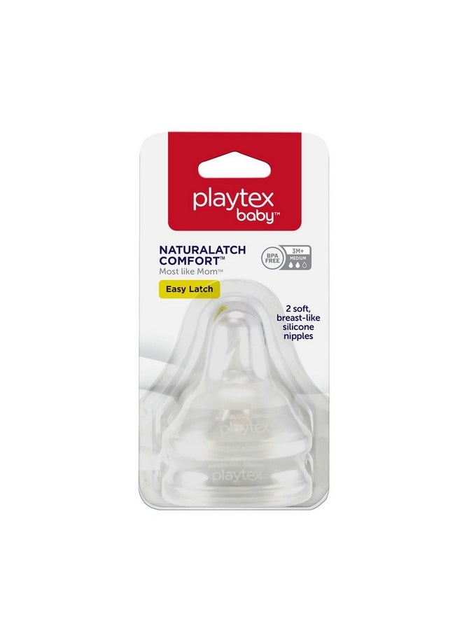 بلايتيكس بيبي حلمة Playtex Baby NATURALATCH المريحة، للتبديل من الرضاعة الطبيعية إلى الرضاعة بالزجاجة، شعور يشبه شعور الأم، تدفق متوسط، قطعتان  - Image 1