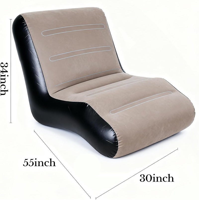 Inflatable Sofa,Portable Inflatable Lazy Sofa,Inflatable Deck Chair,Flocking Backrest Inflatable Couch,Foldable Lounge Chair with Armrests for Living Room, Bedroom, Office,Travel, Camping - Image 3