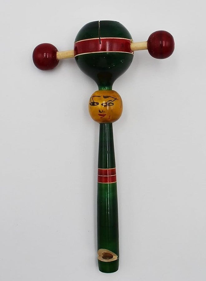 Justhandmade Traditional Wooden Rattle Toy for Kids | Handmade Colorful Wooden Baby Toy | Safe & Eco-Friendly | Indian Wooden Hand Rattle for Toddlers (Green) - Image 1