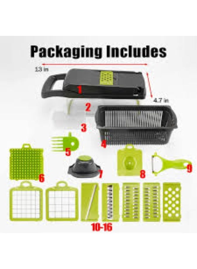 "قطاعة الخضار والبصل مبشرة احترافية متعددة الوظائف 16 في 1 قطاعة خضروات متعددة الاستخدامات قطاعة خضار 16 قطعة أدوات مطبخ لتقطيع الخضار قطاعة خضار يدوية قطاعة خضروات بالمكعبات مفرمة خضار منزلية أدوات تقطيع الخضروات بسهولة قطاعة بصل وطماطم قطاعة متعددة الشفرات قطاعة مطبخ احترافية قطاعة خضار للسلطة قطاعة خضار بلاستيك مع شفرات حادة قطاعة خضروات سريعة وآمنة - Image 2