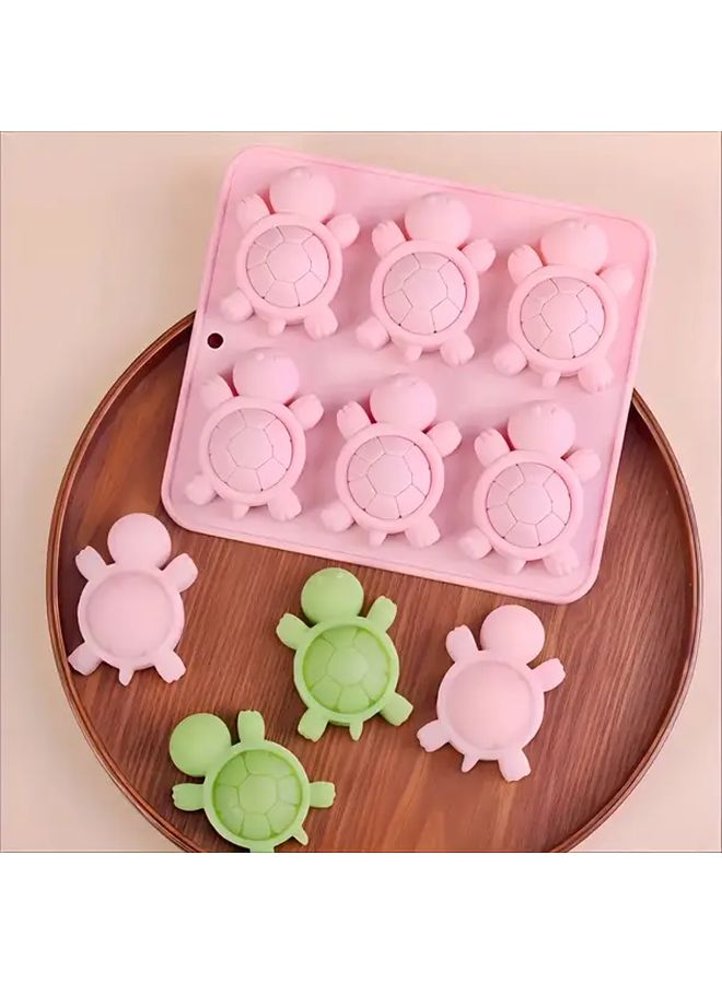 Pink 6 Section Turtle Cake Mold Food Grade Heat Resistant Baking Chocolate Mold - Image 2