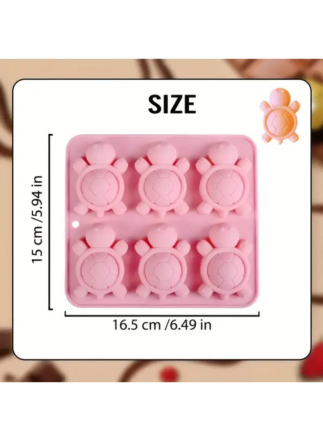 Pink 6 Section Turtle Cake Mold Food Grade Heat Resistant Baking Chocolate Mold - Image 4