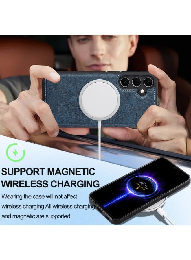 erorex (Samsung Galaxy S24 FE) Magnetic Leather Shockproof Phone Case with Wireless Charging Support - Image 5