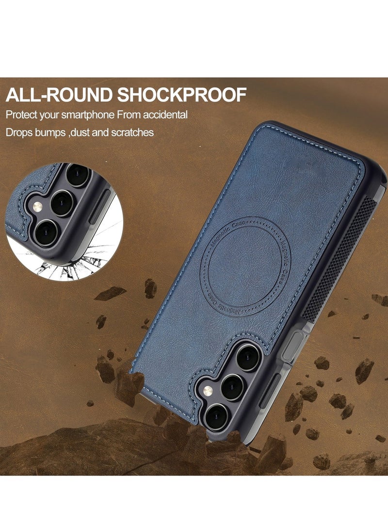 erorex (Samsung Galaxy S24 FE) Magnetic Leather Shockproof Phone Case with Wireless Charging Support - Image 2