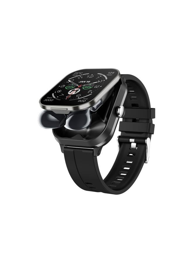 إيروريكس D8 Pro 2.01 بوصة 2 في 1 سماعة بلوتوث حزام سيليكون ساعة ذكية، تدعم NFC مع غطاء - Image 1