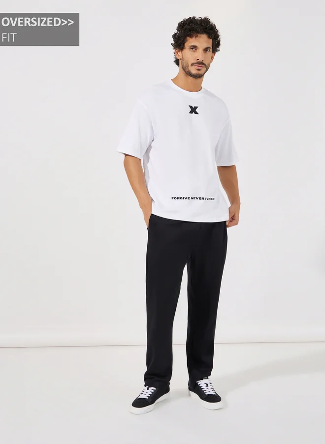 Styli Styli Minimal Graphic Print Oversized Pure Cotton T-Shirt