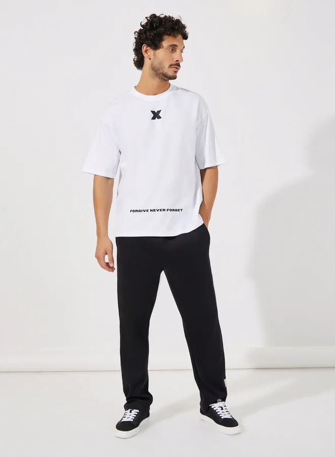 Styli Styli Minimal Graphic Print Oversized Pure Cotton T-Shirt