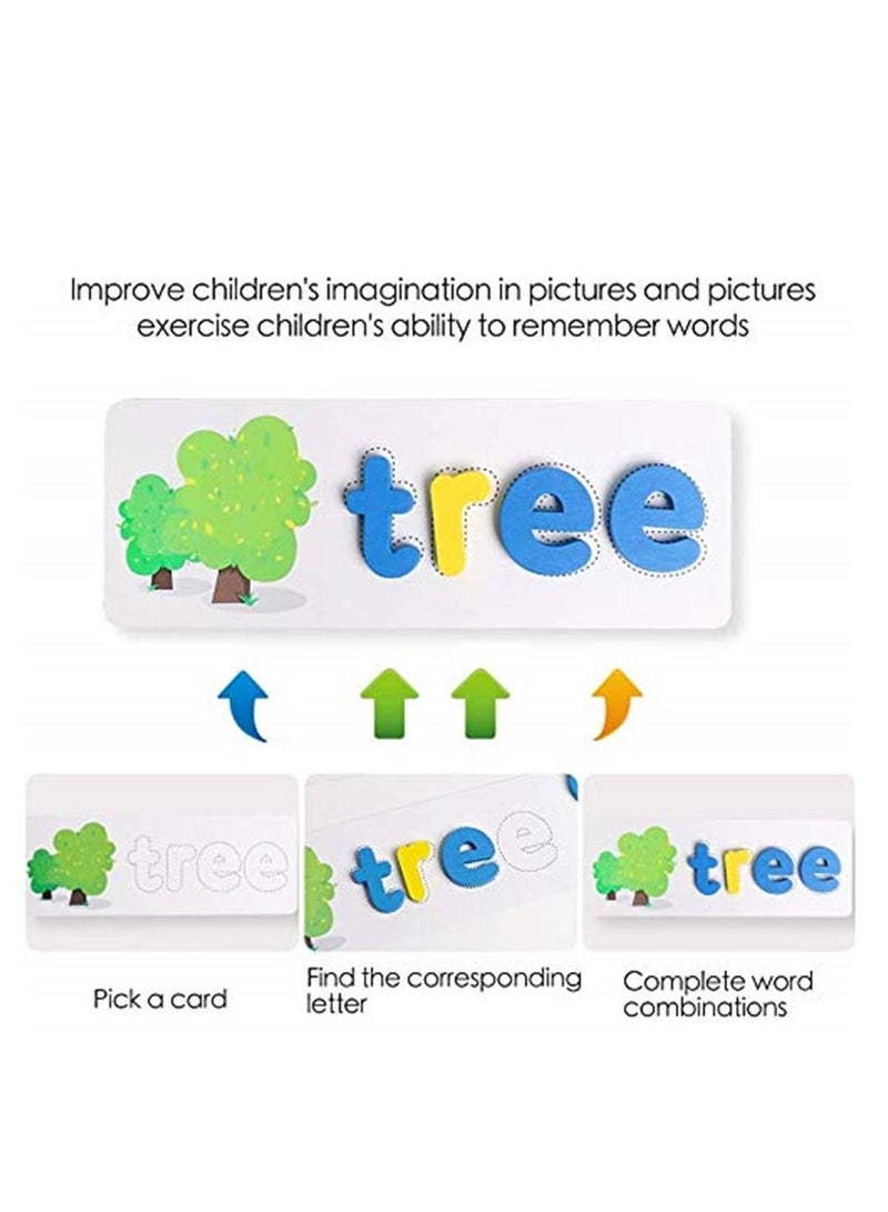 تعليم القراءة والهجاء ألعاب مطابقة الأبجدية ألعاب الكلمات المرئية فلاش بطاقات مونتيسوري ألعاب تعليمية خشبية - Image 4