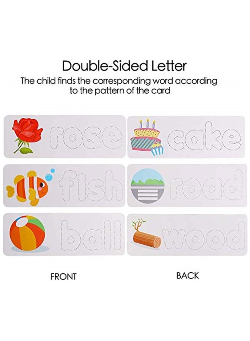 تعليم القراءة والهجاء ألعاب مطابقة الأبجدية ألعاب الكلمات المرئية فلاش بطاقات مونتيسوري ألعاب تعليمية خشبية - Image 2