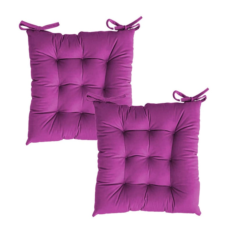 Linenovation Microfiber Square Chair PadCushion for Office Home or Car Sitting with Ties20 Inch X 20 InchHot PinkSet of 2