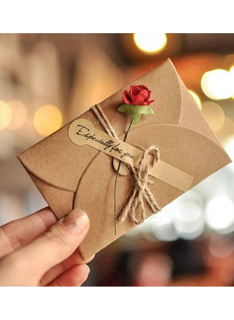 KASTWAVE 4 قطع من بطاقات الشكر بنمط الزهور المصنوعة يدويًا، بطاقة تهنئة، بطاقة أمنيات لمهرجانات الزفاف وأعياد الميلاد - Image 3