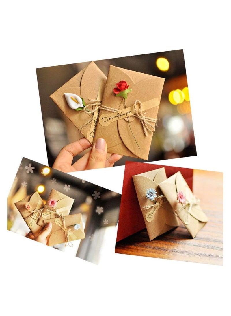 KASTWAVE 4 قطع من بطاقات الشكر بنمط الزهور المصنوعة يدويًا، بطاقة تهنئة، بطاقة أمنيات لمهرجانات الزفاف وأعياد الميلاد - Image 4