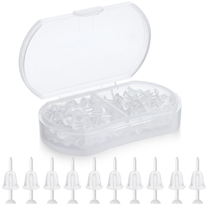 Formulen Plastic Earrings, 200 PCS Clear Earrings for Sports, Transparency Plastic Post Earring Studs for Sports, Flat Silicone Earring for DIY - Image 1