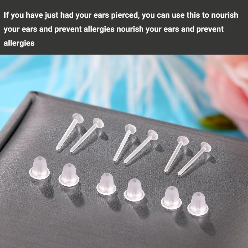 Formulen Plastic Earrings, 200 PCS Clear Earrings for Sports, Transparency Plastic Post Earring Studs for Sports, Flat Silicone Earring for DIY - Image 3