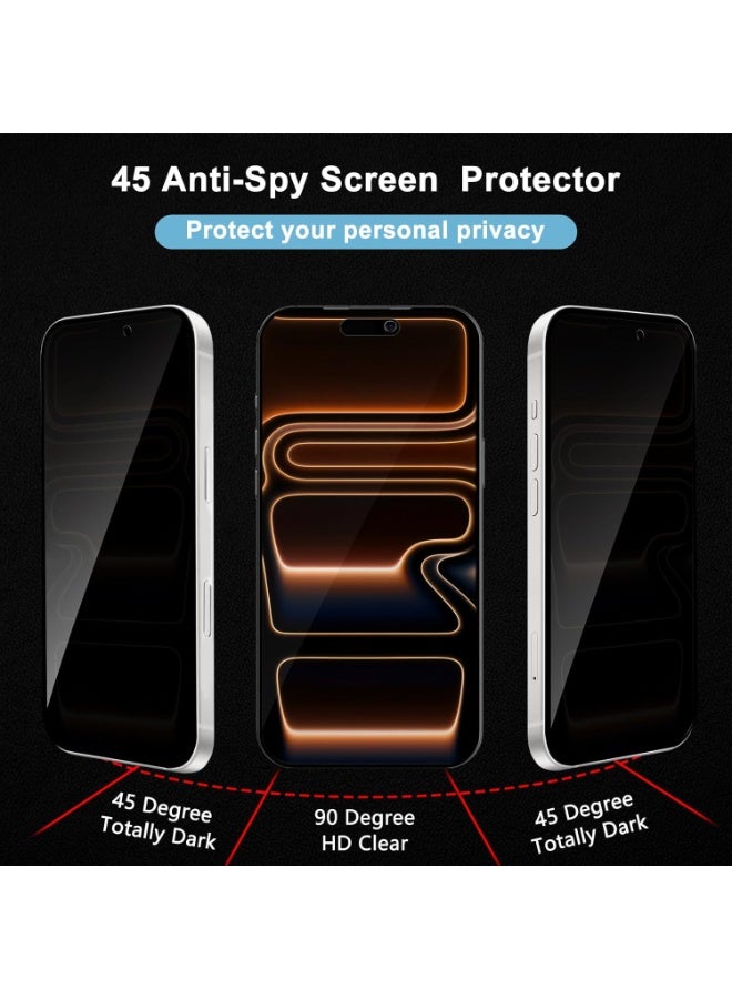 YJS iPhone 17 Pro Max Privacy Tempered Glass with 2-Pack 9H Hardness Anti-Scratch 5D Privacy Protection Glass For iPhone 17 Pro Max 6.9-inch - Image 3