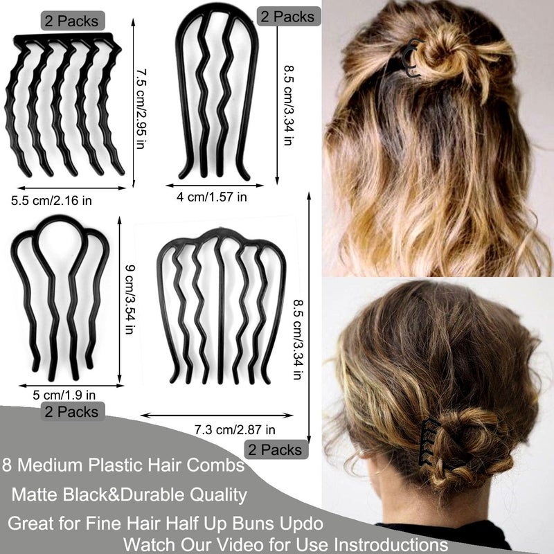 LAPOHI 12-Piece Plastic Hair Combs & Pins for Updo, Bun & Vintage Hairstyles - Image 4