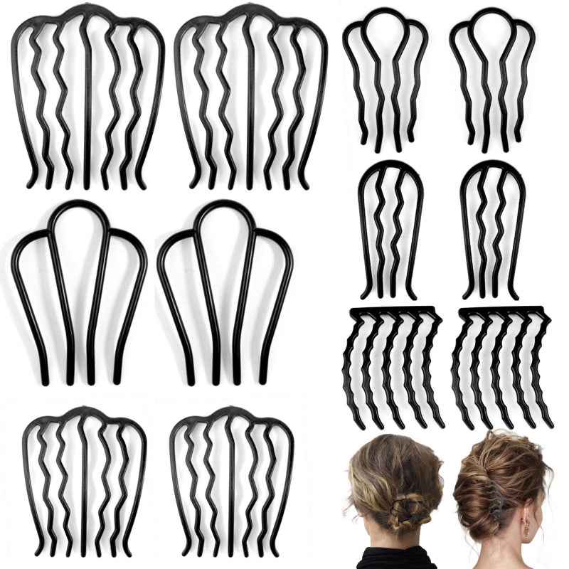 LAPOHI 12-Piece Plastic Hair Combs & Pins for Updo, Bun & Vintage Hairstyles - Image 1