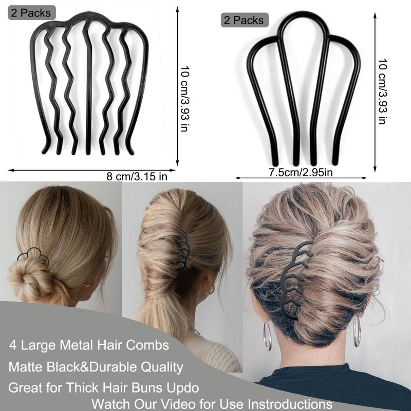 LAPOHI 12-Piece Plastic Hair Combs & Pins for Updo, Bun & Vintage Hairstyles - Image 3