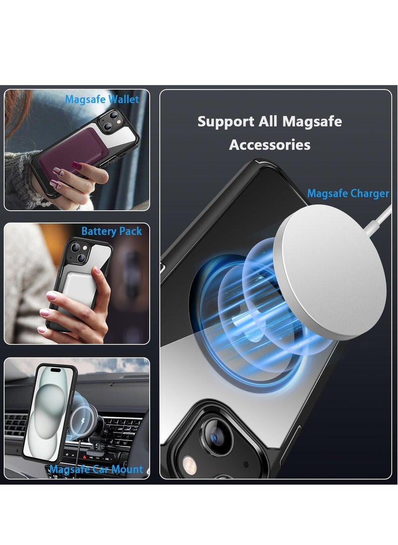 YoYoTech - Designed for iPhone 15 Plus 6.7-inch Magnetic case Compatible with Magsafe Defender  Shockproof,Hard Back Case,Ultra-Thin Crystal Back Anti Scratch Cover-Black - Image 1