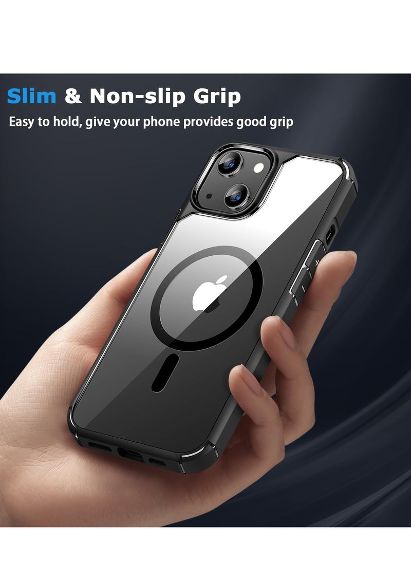 YoYoTech - Designed for iPhone 15 Plus 6.7-inch Magnetic case Compatible with Magsafe Defender  Shockproof,Hard Back Case,Ultra-Thin Crystal Back Anti Scratch Cover-Black - Image 1