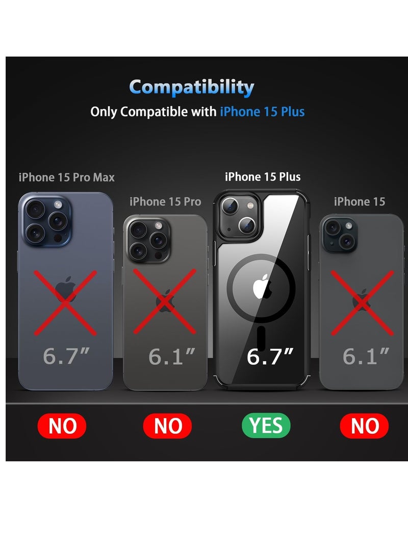 YoYoTech - Designed for iPhone 15 Plus 6.7-inch Magnetic case Compatible with Magsafe Defender  Shockproof,Hard Back Case,Ultra-Thin Crystal Back Anti Scratch Cover-Black - Image 1