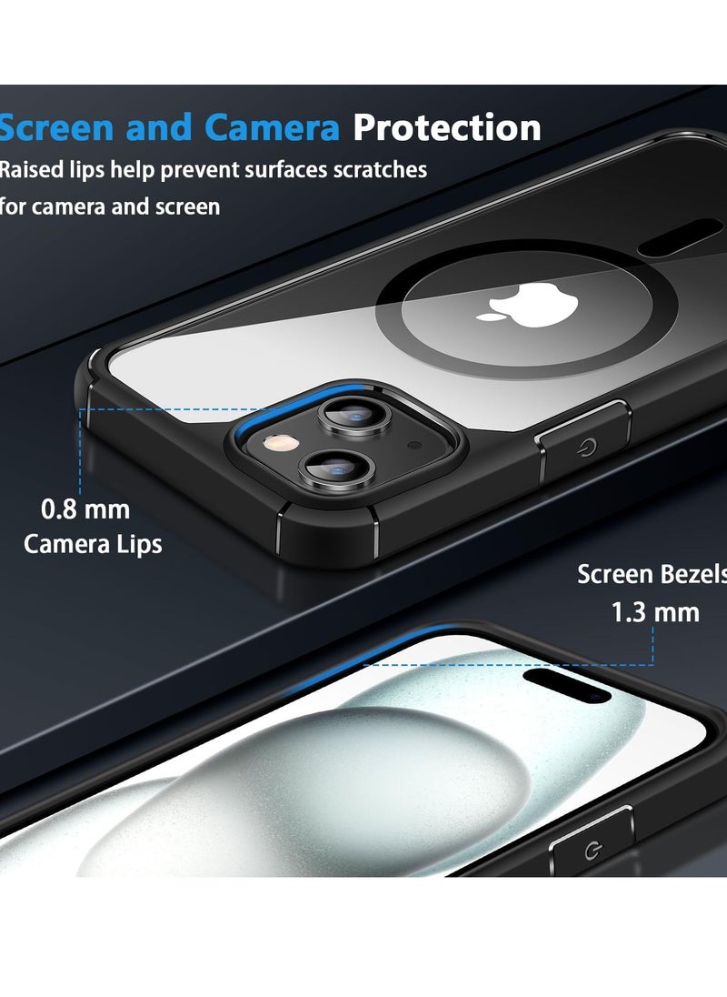 YoYoTech - Designed for iPhone 15 Plus 6.7-inch Magnetic case Compatible with Magsafe Defender  Shockproof,Hard Back Case,Ultra-Thin Crystal Back Anti Scratch Cover-Black - Image 1