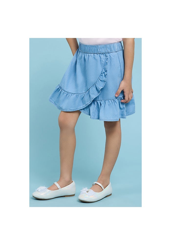 R&B Washed Denim Skirt with Elastic Waist - Image 5