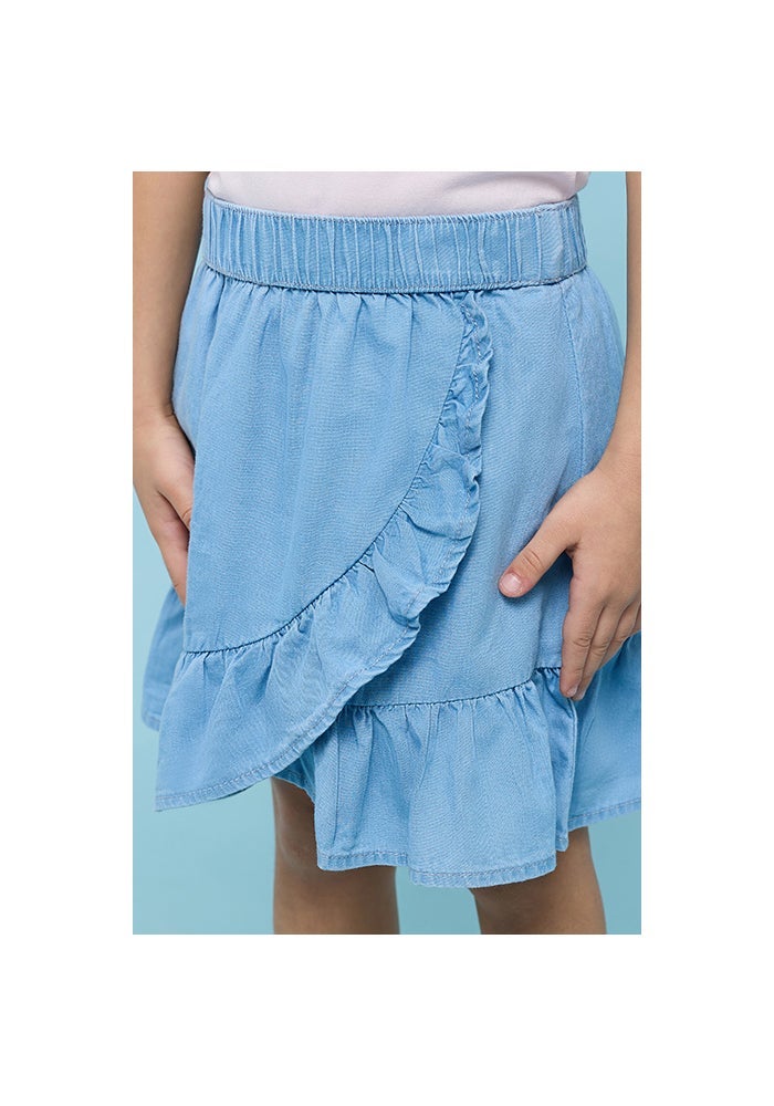 R&B Washed Denim Skirt with Elastic Waist - Image 4