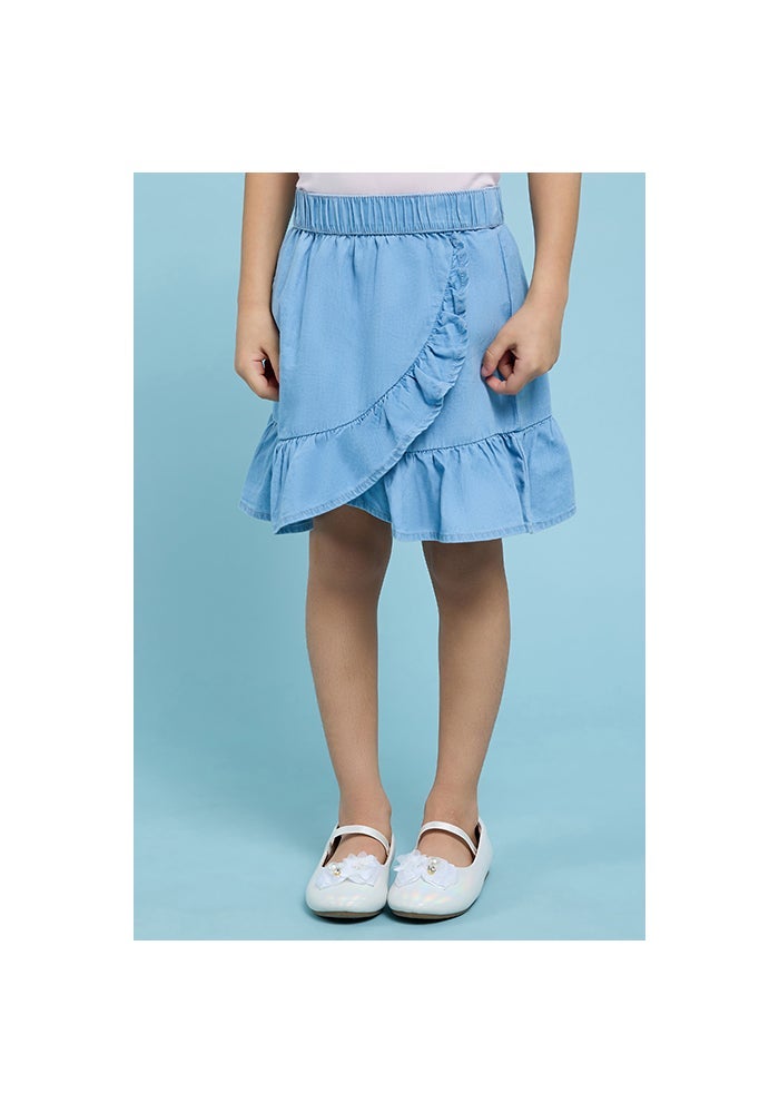 R&B Washed Denim Skirt with Elastic Waist - Image 3