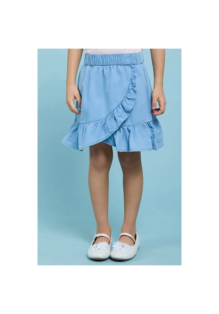 أر أند بي Washed Denim Skirt with Elastic Waist