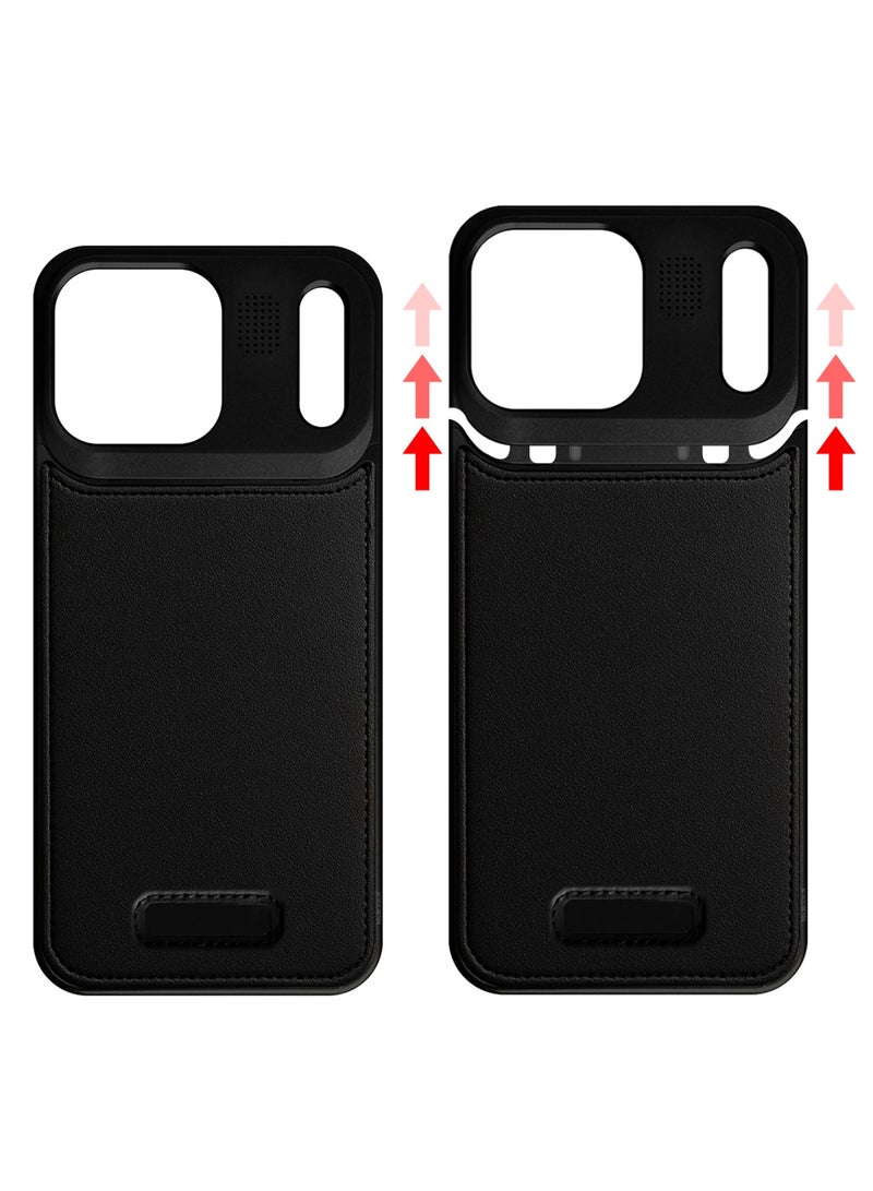 2 Pieces of Luxury Leather Aluminum Alloy Aromatherapy Case for iPhone 17 Pro Max - MagSafe Compatible - Shockproof - Camera Lens Protection - with 3D Screen Protector - Black - Image 2