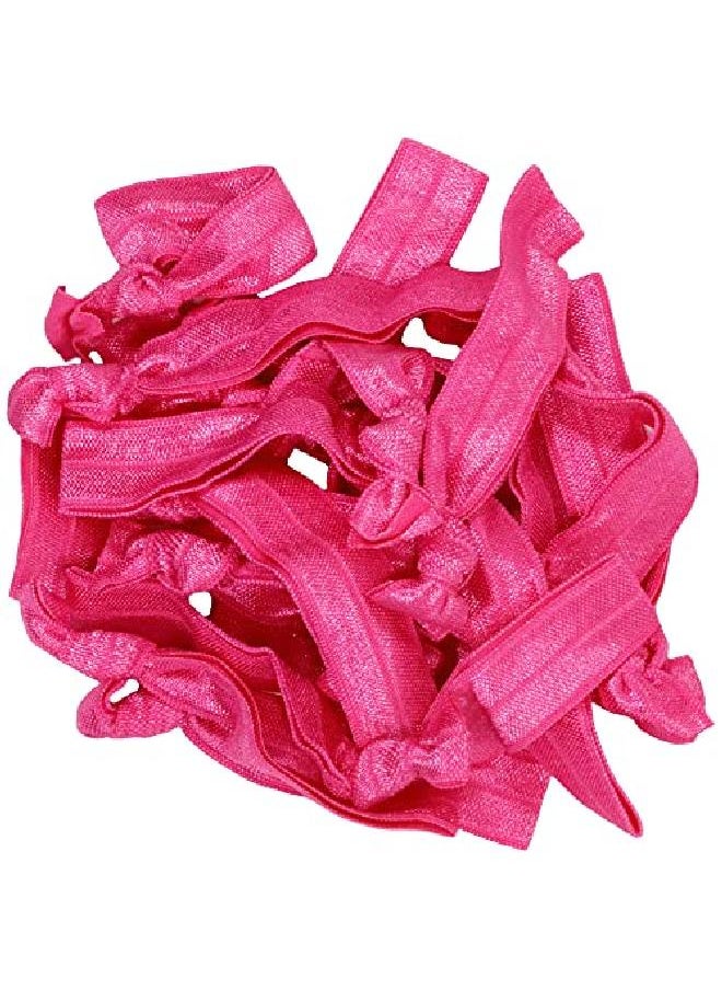 Kenz Laurenz Hair Ties 20 Elastics Ponytail Holder Set No Crease Ribbon Bands (Pink)  - Image 2