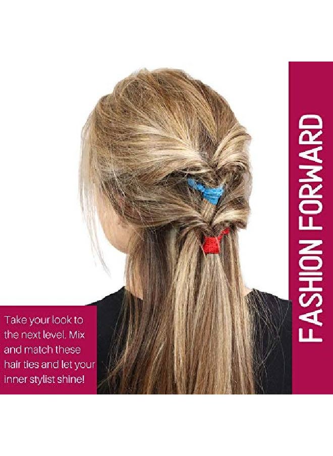 Kenz Laurenz Hair Ties 20 Elastics Ponytail Holder Set No Crease Ribbon Bands (Pink)  - Image 5