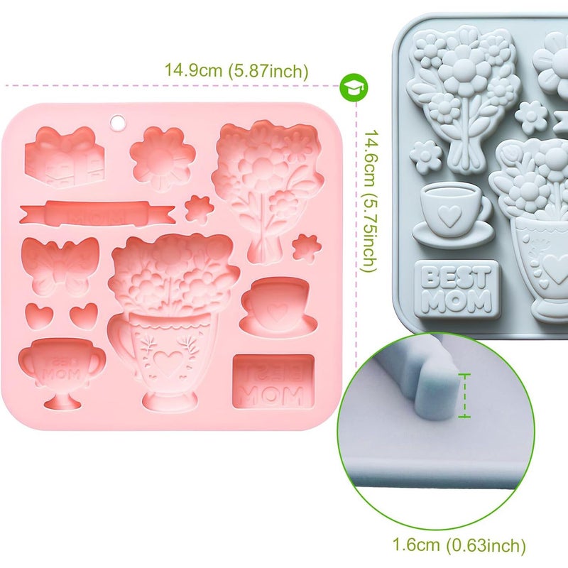 2 Pcs 3D Flower Silicone Mold Food Grade Fondant Cake Chocolate Candy Baking Tool For Cupcake Topper Soap Wax Polymer Clay Craft Non Stick Reusable Kitchen Supplies - Image 4