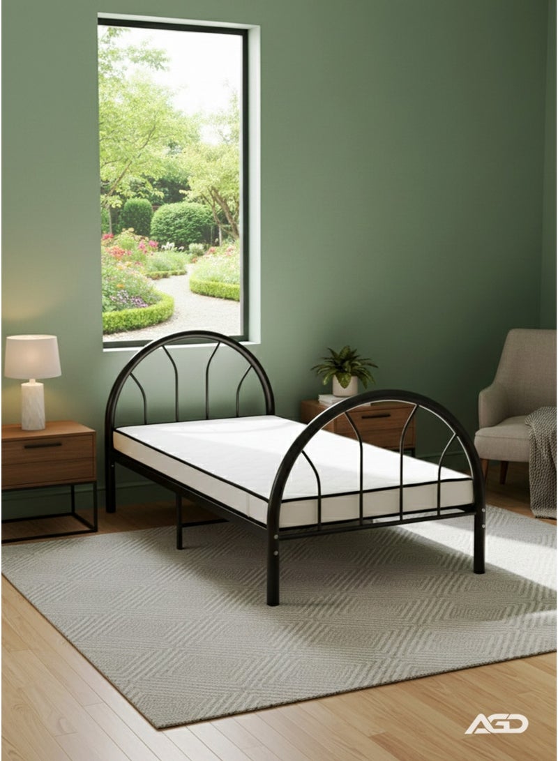 AGD Comfortable single bed with a modern design, high-quality and rust-resistant steel frame, 200×92×85cm/ White - Image 1