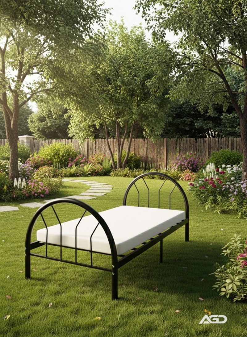 AGD Comfortable single bed with a modern design, high-quality and rust-resistant steel frame, 200×92×85cm/ White - Image 3