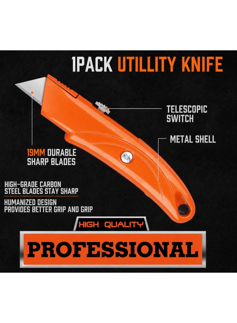 THE ARTFUL BLEND 6-Piece Retractable Utility Knife Set with 30 SK5 Steel Replacement Blades – Heavy Duty Box Cutter Knives (9mm, 18mm & 19mm) – Snap-Off Razor Cutters for Cardboard, Carpet, Plastic, Crafts, Packaging & DIY - Image 4
