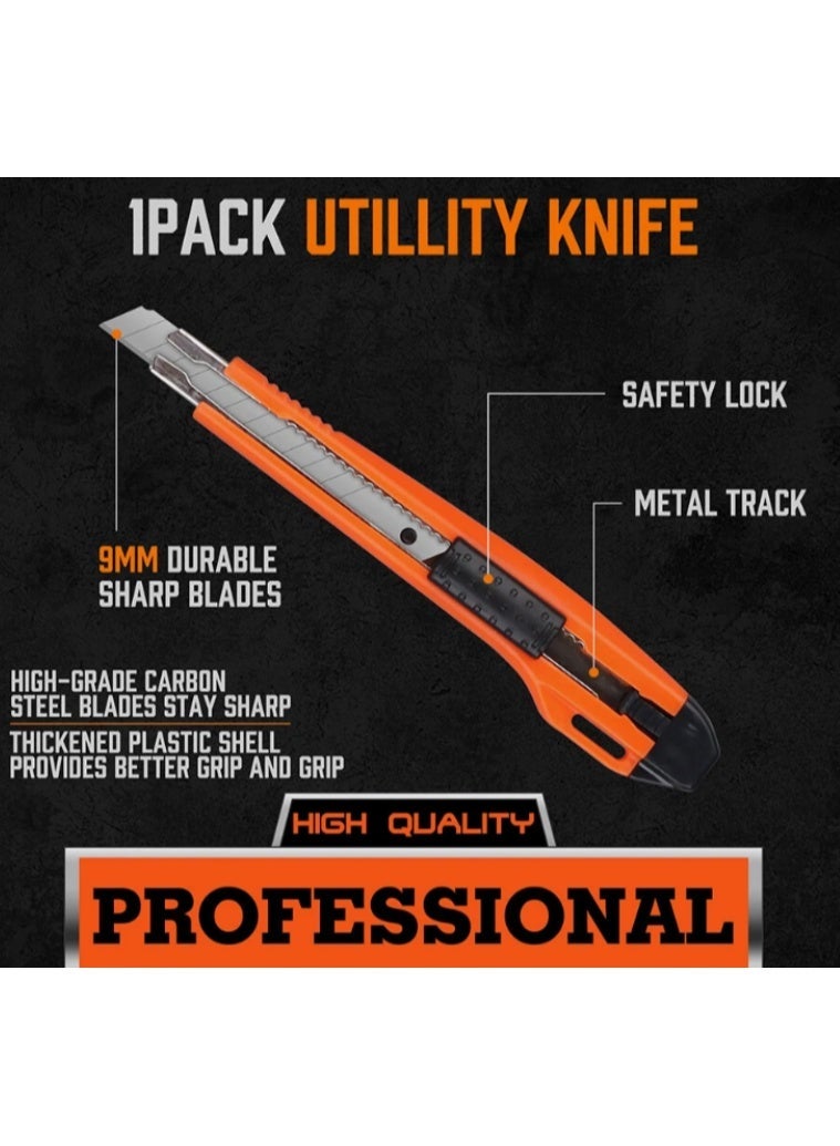 THE ARTFUL BLEND 6-Piece Retractable Utility Knife Set with 30 SK5 Steel Replacement Blades – Heavy Duty Box Cutter Knives (9mm, 18mm & 19mm) – Snap-Off Razor Cutters for Cardboard, Carpet, Plastic, Crafts, Packaging & DIY - Image 2