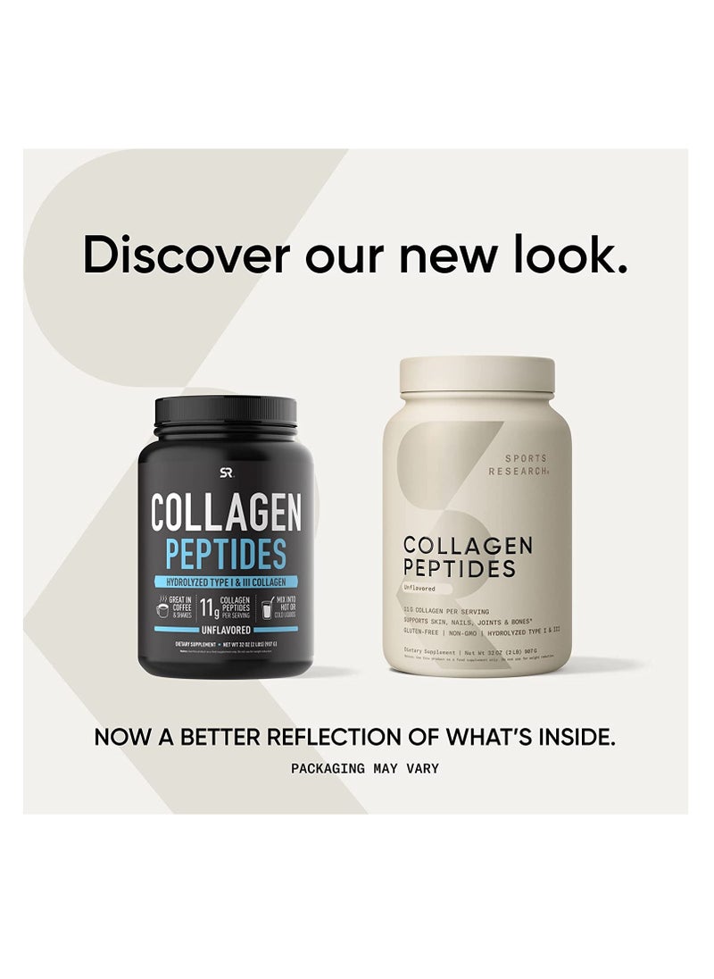 SPORTS RESEARCH - Sports Research Collagen Peptides Powder 'XL' Jar 32oz Unflavored - Image 1