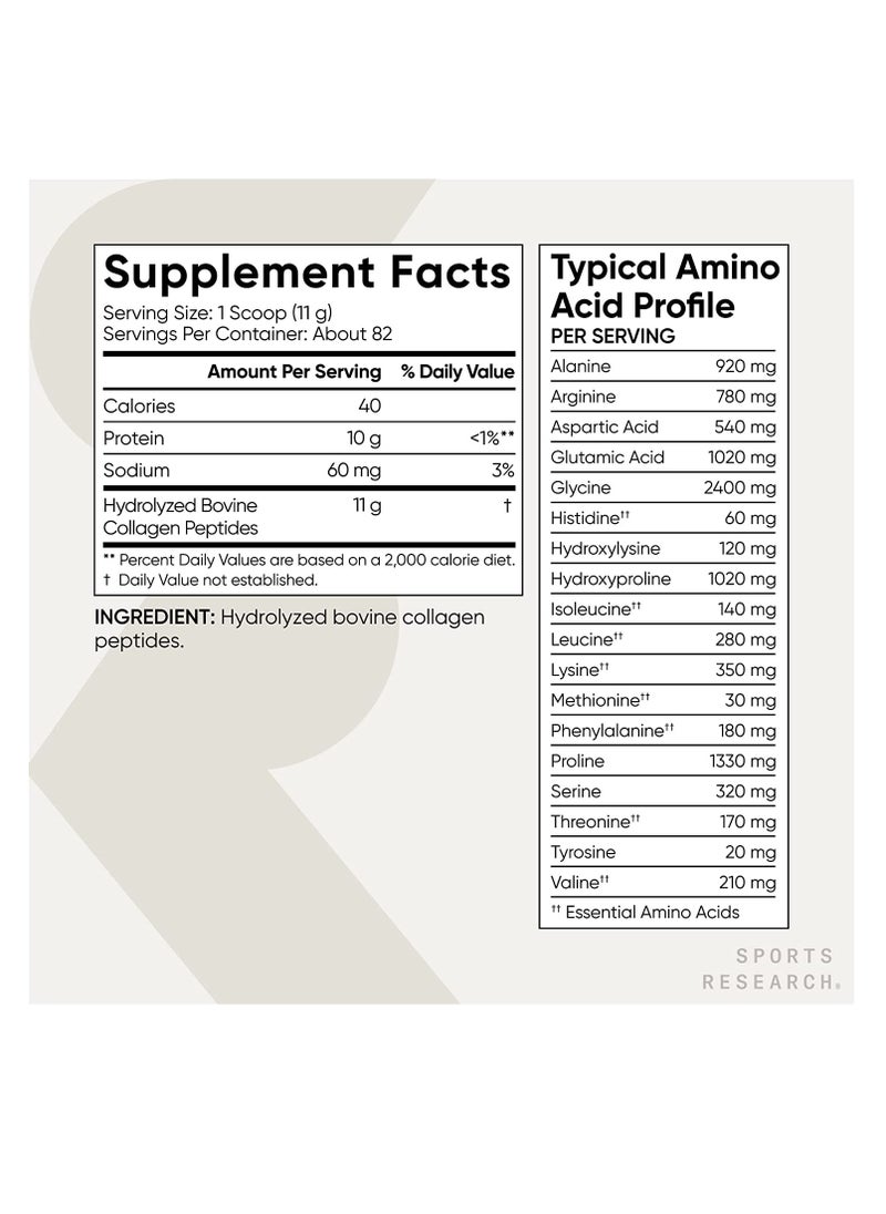 SPORTS RESEARCH - Sports Research Collagen Peptides Powder 'XL' Jar 32oz Unflavored - Image 1
