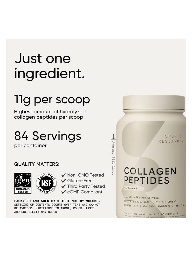 SPORTS RESEARCH - Sports Research Collagen Peptides Powder 'XL' Jar 32oz Unflavored - Image 1
