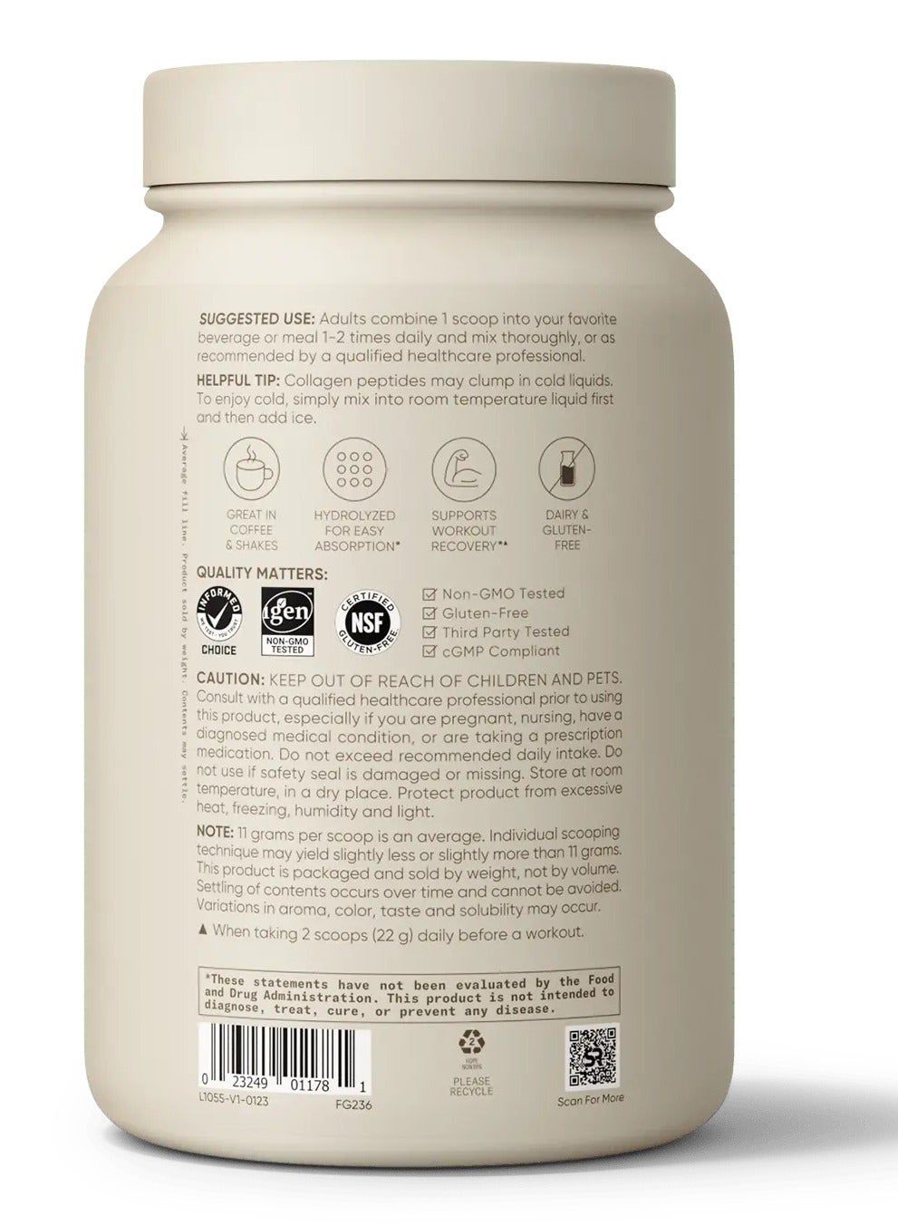 Sports Research Collagen Peptides Powder Unflavored Net Wt 32Oz (2Lb) 907G