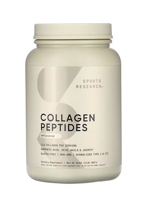 Sports Research Collagen Peptides Powder Unflavored Net wt 32oz (2lb) 907G