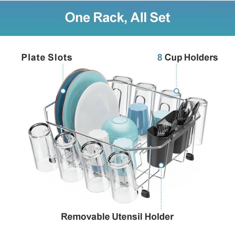 GSlife Small in Sink Dish Drying Rack - Stainless Steel Compact Dish Drainer for RV Kitchen Apartment Sink, Rust Resistant Inside Sink Rack, 1â€“2 Person Households, 11.6" W x 13.4" L, Silver - Image 3