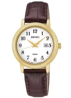 Seiko Ladies' Watch QUARTZ Brown Leather Strap, White Dial SUR822P1  - Image 1