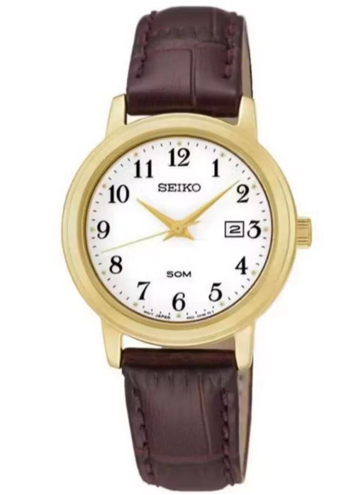 Seiko Ladies' Watch QUARTZ Brown Leather Strap, White Dial SUR822P1  - Image 1