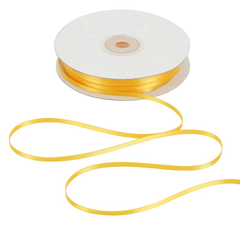 HUIHUANG Yellow Satin Ribbon 18 inch x Continuous 100 Yards Double Faced Thin Satin Ribbon for Crafts Gift Wrapping Wedding Invitation Card Tag Decoration