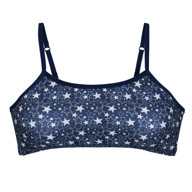 Popular Cotton Girls Training Bra - Crop Cami Training Bras for Girls w Adjustable Straps. Bra Pack 5 PK Navy Stars 7/8 - Image 2